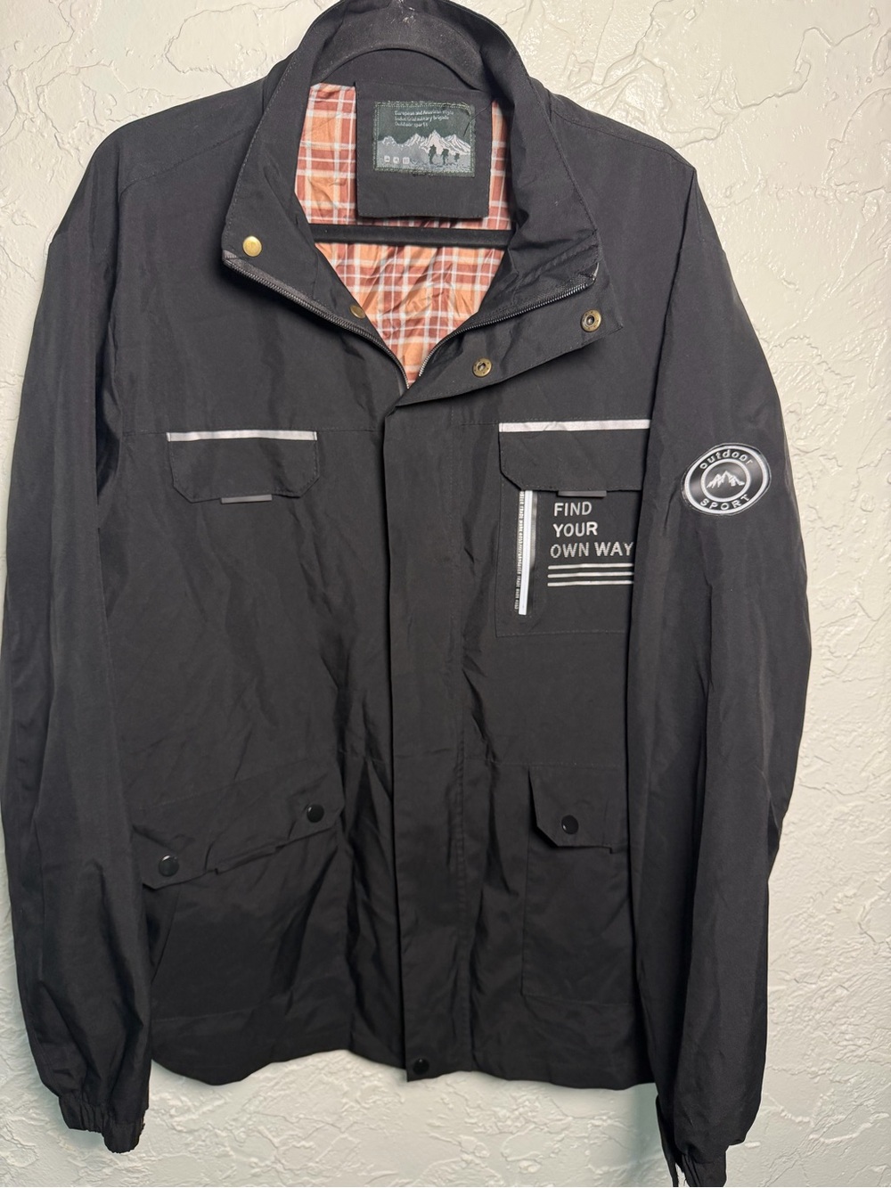 Men's Military-Style Field Jacket with Reflective Trim